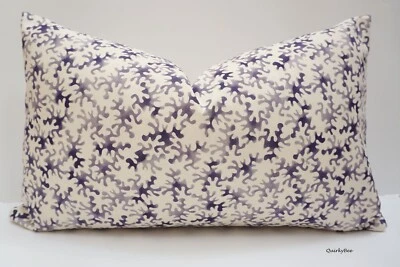 Emma Bridgewater Coral Fabric Cushion Cover Purple 12" x 20" Reversible - Image 1 of 3