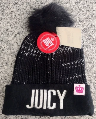 Gorra Juicy By Juicy Couture para mujer con pompón talla única negra cálida nueva precio de venta sugerido por el fabricante $24 Foto 1 de 4