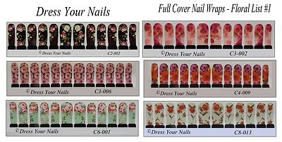DRESS YOUR NAILS WATER DECALS Wasseraufkleber - BLUMEN Transferblätter - Vollnagelabdeckung BLUMENFOLIE - Liste #3