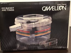 NEU Linia Dekor Cameleon Eiskübel Set Acryl mit Primärstreifen Design 1980er Jahre - Bild 1 von 7