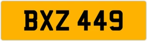 BXZ 449 B 3x3 DATELESS PRIVATE NUMBER PLATE BEC BEK BRY BEN BOB BAZ BIL BAS BON - Picture 1 of 1