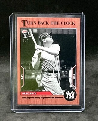 2022 Topps Now Turn Back The Clock Babe Ruth #144 Cherry Parallel Card #1/7 - Image 1 of 2