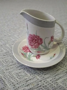 Vintage Carnation Ringwood ware milk jug & saucer set vgc - Picture 1 of 3