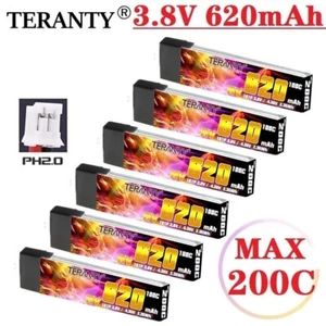 1S HV 3.8V 620MAH 100C /200C PH2.0 Teranty LiPo for RC Drone TinyWhoop Quad 1pc - Picture 1 of 6