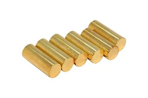 Humbucker Gold Plated 1215 Steel Pole Slugs w/ Non-Chamfered End Qty 6 - Picture 1 of 2