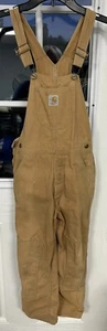 Carhartt Youth Overalls Size 6X/7 Regular Brown Duck Canvas Bib Kids Child - Picture 1 of 4