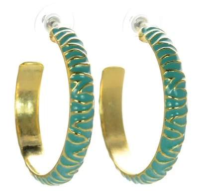 Kenneth Jay Lane Blue Enamel Pierced Hoop Earrings - Image 1 of 4