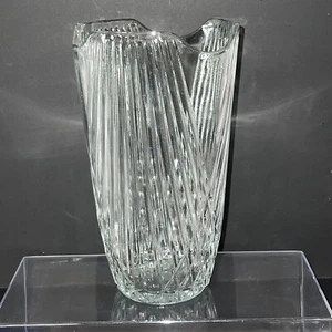 Cristal d’Arques Durand Combourg 11" Crystal Flower Vase Draped Diamond France - Picture 1 of 9