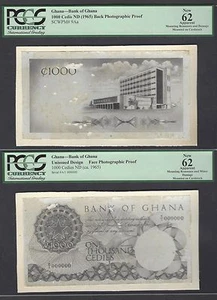 Ghana 1000 Cedis ND 1965 Unissued Photograph Face - Back Proof  - Picture 1 of 2