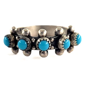 BELL TRADING POST Vintage Sterling Silver Turquoise Ring Size 5 Five Stone Blue - Picture 1 of 6