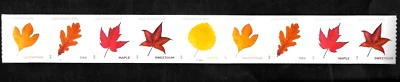 VIBRANT LEAVES #5971-5975 US POSTCARD RATE PN9 FOREVER STAMPS P111111 COIL STRIP - Image 1 of 3