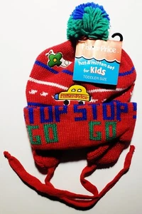Vintage 1990 Fisher-Price Wool Beanie Hat *NEW w/ Tag* Red & Vehicles RARE HTF - Picture 1 of 2