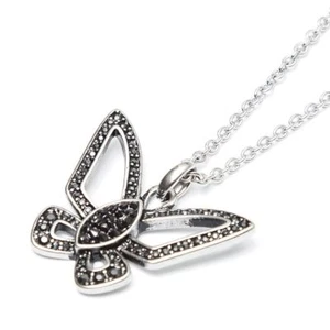 Charm Butterfly Necklace with Jet and cubic zirconia stainless steel By Controse - Picture 1 of 7