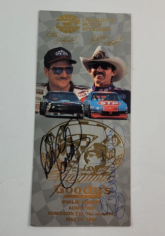 1995 Charlotte NASCAR Goody's Pole Night Richard Petty AND Dale Earnhardt SIGNED Cover