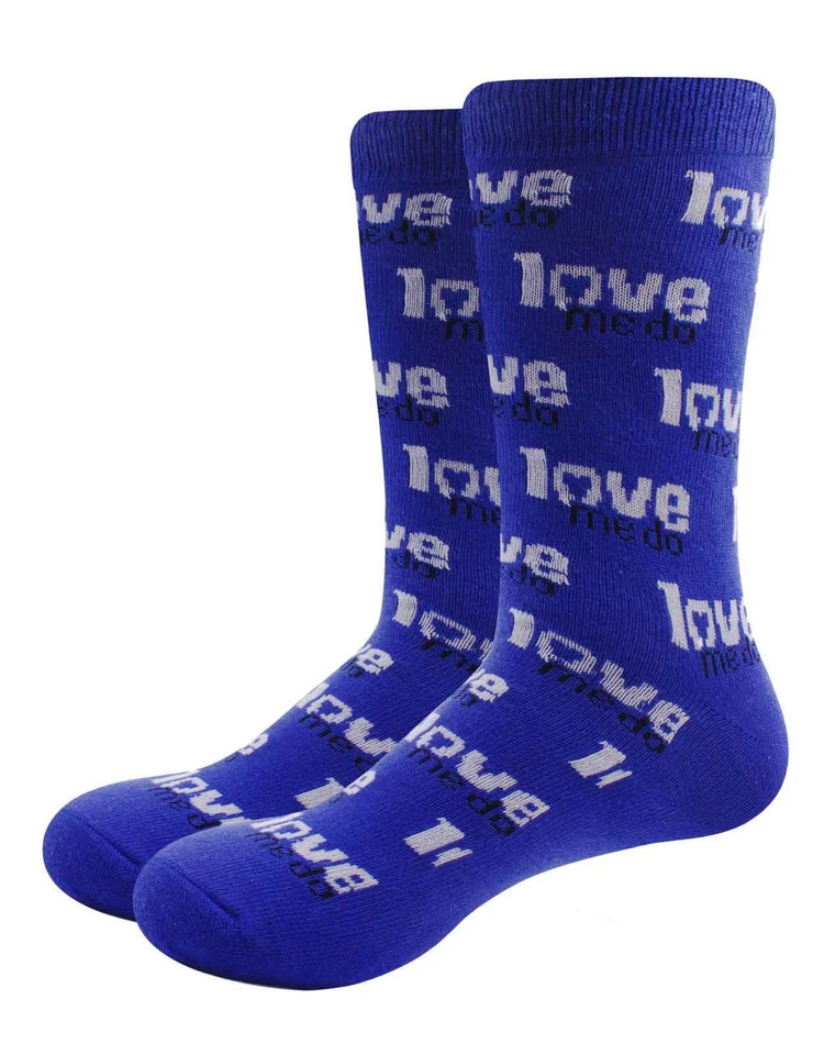 Nuevos calcetines azules oficiales de The Beatles Love Me Do con logotipo repetido para mujer (talla 4-7 del Reino Unido) Foto 1 de 1