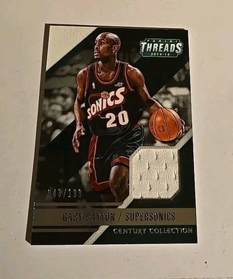 2014-15 Panini Threads Gary Payton game worn jersey patch relic 148/198 SONICS  - Image 1 of 2
