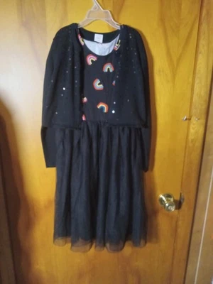 Wonder Nation Niñas Talla 14/16 Arco Iris Tul Vestido y Tejido Lentejuelas Suéter Negro Foto 1 de 4