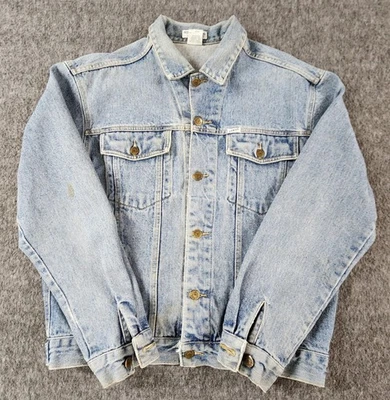 Vtg Georges Marciano Guess Denim Jacket Mens Large Trucker USA 80s Distressed - Image 1 of 4