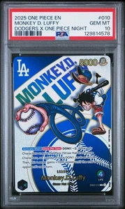 2025 ONE PIECE PROMO EB02 010 DODGERS X ONE PIECE NIGHT MONKEY D LUFFY PSA 10 - Picture 1 of 2