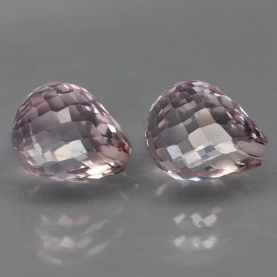 Briolette (Perforado) 11.5x9mm.PAR 100%Natural Lavanda Amatista Bolivia 11.88Ct. Foto 1 de 4