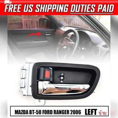 Manija de puerta interior izquierda cromada negra para camioneta Mazda BT-50 Ford Ranger 2006-2011 Foto 1 de 4