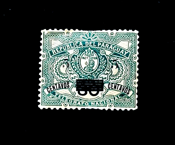 Sello PARAGUAY - 1900 telégrafo con sobreimpresión Sn 64b MNG 90 Foto 1 de 2