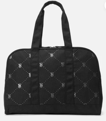 Victoria's Secret Weekender Large Black Tote Zip Duffle Bag 2024 VS Logo New - Image 1 of 4