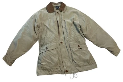 Rainforest Coat Mens Sz XL Button Zip Up Polyester Lined Jacket Genuine Leather - Image 1 of 4