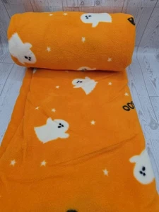 52"x70" Fleece Orange and Ghosts Halloween Throw - Picture 1 of 2