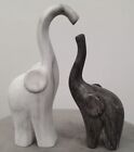 21cm Loving Elephant Pair Ornament Marble Effect Statue Sculpture Figurine 