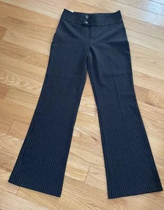 A. Byer women’s pinstripe career pant Black Double Button Closure High Rise Sz 5 - Picture 1 of 6