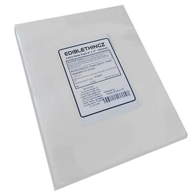 Papel bolacha comestível EdibleThingz 50 folhas - Branco 8"x11" para imagens de topo de bolo - Imagem 1 de 3