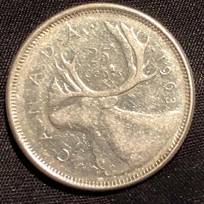1963 Canada 25 Cents Silver Coin - VF (Very Fine) condition - Image 1 of 4