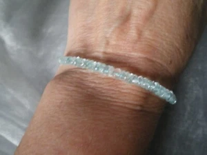 Aquamarine slider bracelet, 10 carats, 0.95 grams 925 Sterling Silver - Picture 1 of 10