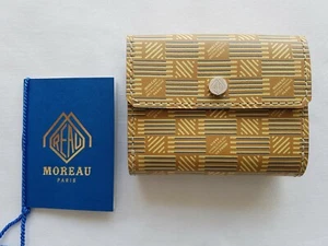 MOREAU PARIS GELDBÖRSE/MÜNZBÖRSE in BEIGE BEDRUCKTEM LEDER/KALBSLEDER - UVP £395 BRANDNEU - Bild 1 von 12