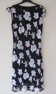 ELLEN TRACY WOMENS Black Pink White Floral Print Fitted Dress Size 14 Lined - Picture 1 of 7