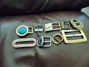 8 Vintage Belt Buckles- Brass, Turqoise, metal - Bild 1 von 1
