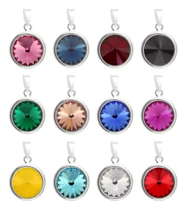 Sterling Silver Rivoli Pendants made with Rivoli 1122 12mm Primero® Crystals - Picture 1 of 28