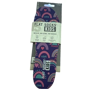 FLAT SOCKS KIDS No Show Slip Slide No Stink Or Hassle Rainbow Love Washable New - Picture 1 of 4