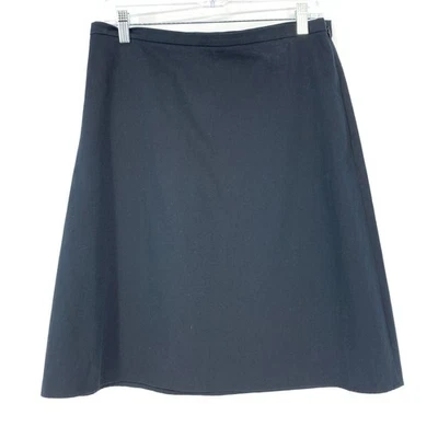 Piazza Sempione Skirt Size 46 US 10 A-Line Side Zip Black Cotton - Image 1 of 4