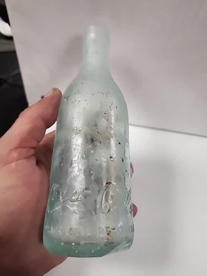 Botella raíz de Coca-Cola Aqua 1905-1915 lados rectos Savannah GA Foto 1 de 4