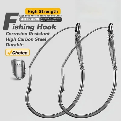 Gancho sin malezas 50 ~ 100 piezas gancho de plataforma loca gancho de gusano gancho de pesca de lubina marina Foto 1 de 4