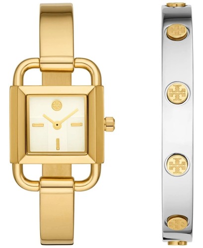 Orologio Tory Burch Phipps Bracciale Acciaio Inox Tono Oro 22mm Set Regalo TBW7257