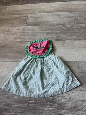 Vestido rosa vintage Samara cuello sandía pequeño 6/9 niñas sin mangas verano Foto 1 de 4