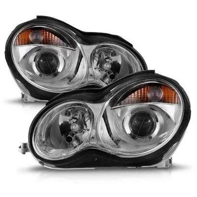 Anzo 121080 Chrom Clear Projector Headlights for 01-07 Mercedes Benz C Class - Image 1 of 4