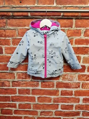 BABY GIRLS JOULES AGE 6-12 MONTHS BLUE RAIN MAC JACKET COAT HOOD STAR PRINT 80CM - Image 1 of 3