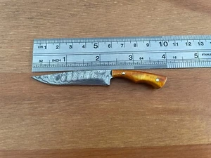 2.3 in. Handmade Damascus Miniature Knife Leather Sheath Collectible Item - Picture 1 of 8