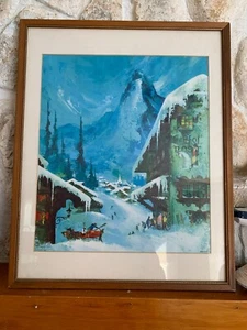 Vintage 1970's Frans Van Lamsweerde Zermatt Canvas Print Mid-century frame glass - Picture 1 of 8