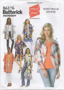 Butterick Sewing Pattern 6176 EASY Kimono Jacket in 6 Styles Size 4 - 14 New - Picture 1 of 13