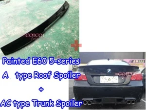 Painted #475 Black BMW 04-10 E60 5-series A type trunk+ A type roof spoiler ◎ - Picture 1 of 3